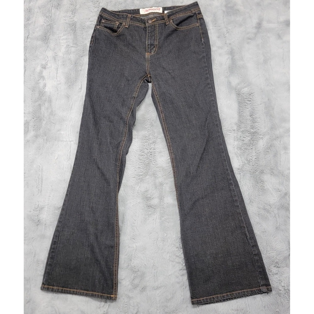Faded Glory Jeans Womens 8 Black Bootcut Stretch Dark Wash Mid Rise Denim